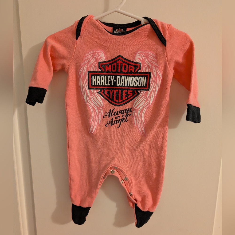$ Harley-Davidson Pink Baby Footie Pajamas